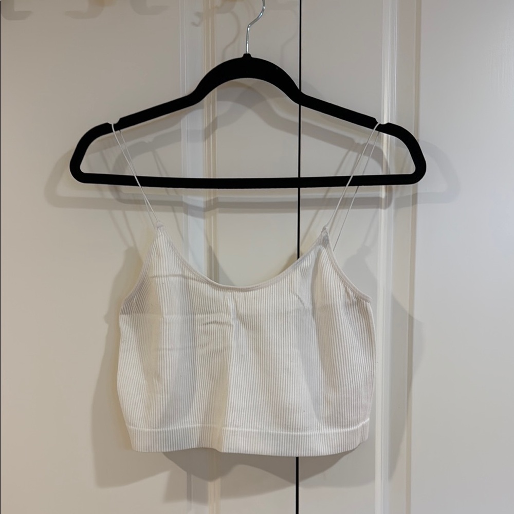 White Ribbed Women's Top